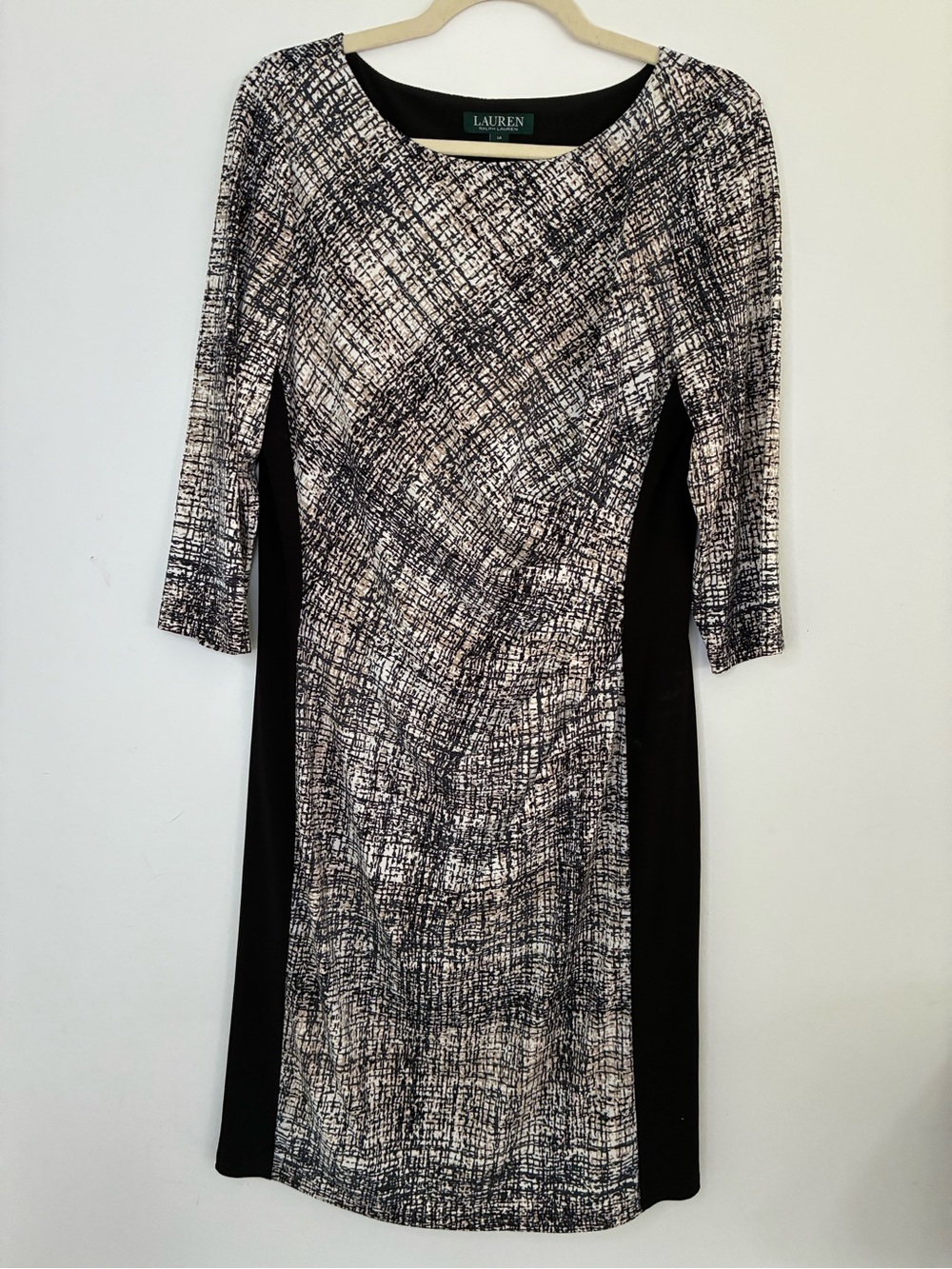 Lauren Ralph Lauren Black and White Printed Sheath Dress 14